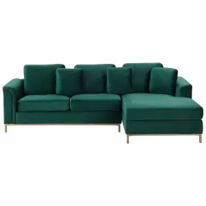 Left-Hand Corner Sofa OSLO Dark Green Velvet Left Hand