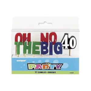 Unique Party Oh No The Big 40 Pick Candles (Pack of 11) Multicoloured (One Size)