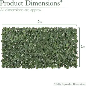 Expandable Artificial Trellis Ivy Leaf Garden Privacy Screening 1m x 2m Christow