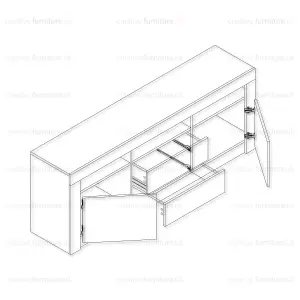 Modern TV Unit 160cm White with High Gloss Grey Doors - Creative Furniture