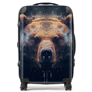 Brown Bear Face Splashart Suitcase - Medium