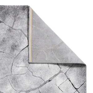 Grey Funky Modern Abstract Easy To Clean Rug For Dining Room-160cm X 230cm