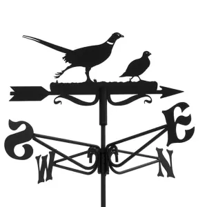 Mini Pheasant & Partridge Weathervane - Quality wind vane - Steel - L38 x W38 x H43 cm - Black