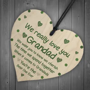 Fathers Day Birthday Gifts For Grandad Wood Heart Thank You Grandparent Gift