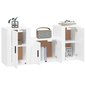 Berkfield 3 Piece TV Cabinet Set High Gloss White Engineered Wood