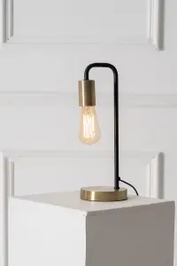 Caitlin Industrial Filament Bulb Table Desk Lamp (Antique Brass)