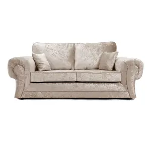 Chelsea Mink Crushed Velvet Large 3 Seater Sofa Rolled Arms