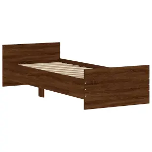 Berkfield Bed Frame Brown Oak 75x190 cm Small Single Engineered Wood