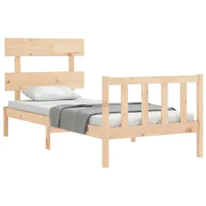 Berkfield Bed Frame with Headboard Small Single Solid Wood