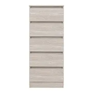 Malvern 5 Drawer Narrow Chest - L40 x W48 x H114 cm - Urban Snow