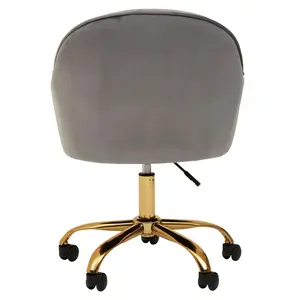 Interiors by Premier Brent Grey Velvet And Gold Base Home Office Chair