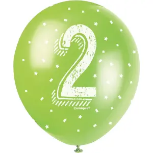 Unique Party Latex Pearlised 2nd Birthday Balloons (Pack of 5) Green (One Size)