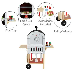 Teamson Kids My Little Helper Pizza Oven & 24 pc. Accessory Set, Grey/Natural