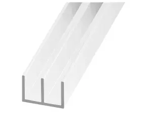 CQFD White Painted Aluminium Equal UU-shaped Channel, (L)2m (W)10.5mm (D)21mm (T)2mm