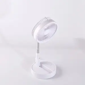 USB Rechargeable Foldaway Fan - Telescopic Height Adjustable Desk or Stand Cooling Fan with 3 Speeds & 180 Angle Adjustment