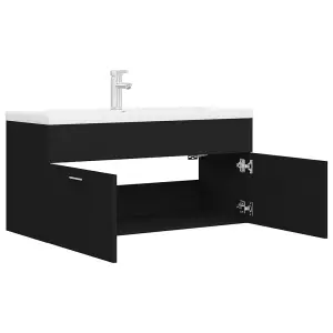 Berkfield Sink Cabinet with Built-in Basin Black Engineered Wood