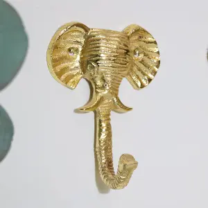 Melody Maison Set Of 3 Gold Elephants Head Wall Hooks