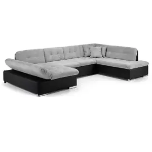 Bergen Black and Grey U Shape Corner Sofa / Living Room Sofa