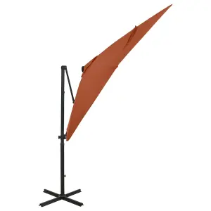 Berkfield Cantilever Umbrella with Pole and LED Lights Terracotta 250 cm