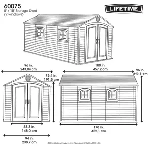 Lifetime 8 Ft. x 15 Ft. Outdoor Storage Shed