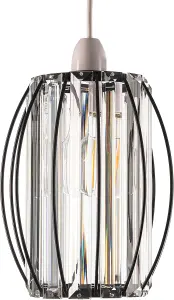 Black Metal K9 Crystal Light Shade 16cm x 20cm, Cylinder Shape with Oval Ring