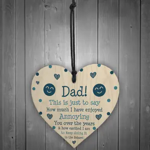 Funny Joke Dad Gift For Fathers Day Birthday Wood Heart Humorous Gift For Him