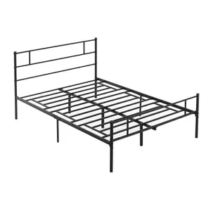 HOMCOM Double Metal Bed Frame w/ Headboard & Footboard, Underbed Storage Space