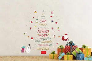 Fun French Quotes Christmas Tree Wall Sticker Set Art Decals Home Decorations