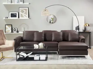 Left-Hand Corner Sofa OSLO Brown Leather Left Hand