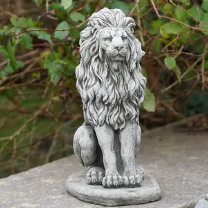 Upright Lion Stone Statue Outdoor Garden British Made Ornament