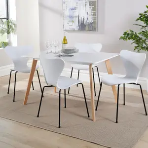 Home Source Fleur Table and 4 White Penny Chairs