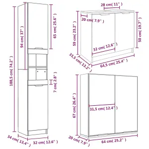 Berkfield 3 Piece Bathroom Cabinet Set Smoked Oak Engineered Wood