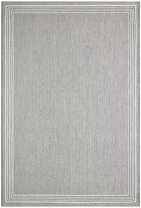 Bordered Grey Modern Easy To Clean Dining Room Rug-160cm x 230cm