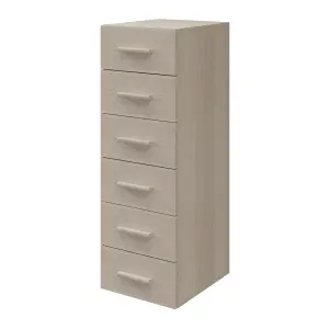 Atomia Freestanding Matt oak effect 6 Drawer Chest of drawers (H)1125mm (W)375mm (D)450mm