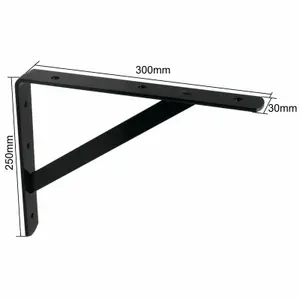 EAI - Strong Arm Shelf Bracket 250x300x30x4mm - Black - Pair