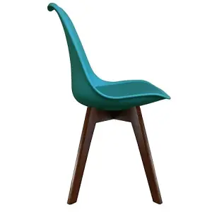 Soho Teal Plastic Dining Chair with Squared Dark Wood Legs