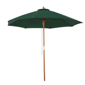 Outsunny 2.5m Wooden Garden Parasol Outdoor Umbrella Canopy w/ Vent Green