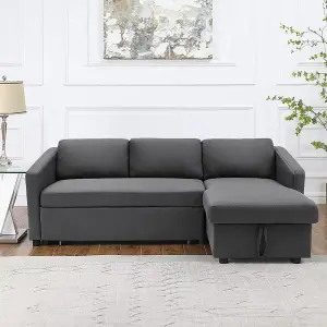 3 Seater Sofa Corner Sofa Bed with Storage Dark Grey