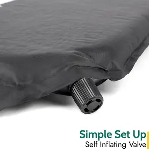 Single Camping Mat Self Inflating Inflatable Camp Roll Mattress With Bag Black Trail