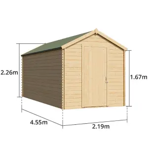 BillyOh Pro Apex Log Cabin Wooden Shed - W2.0m x D4.5m (7 x 15ft) - 28mm Thickness