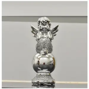 Baby Angel Sitting On World With Wings Beautiful Crushed Diamond Jewel