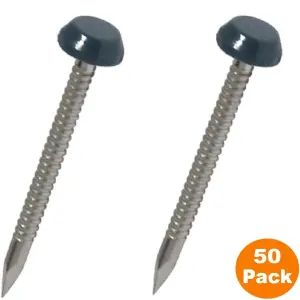 50 Pcs UPVC Panel Pins 40mm Poly Top Pins Nails Plastic Headed Fascia Fixings Roofing Nails Grey