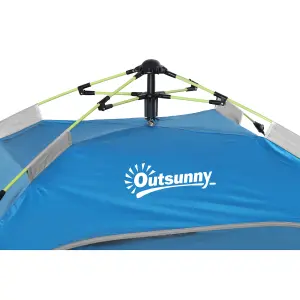 Outsunny 2 Man Pop-up Beach Tent Sun Shade Shelter Hut w/ Windows Door Blue