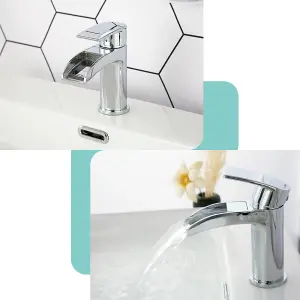 BATHWEST Waterfall Bathroom Basin Sink Mixer Taps Mono Taps Mixer Single Lever & Waste