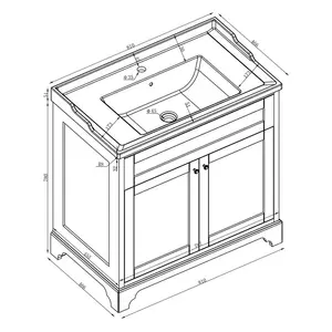 Croft 810mm Single Bathroom Vanity with Integrated Ceramic Basin Grey