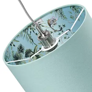 Unique Jungle Print Duck Egg Lampshade with Palm Trees, Sloths and Elephants