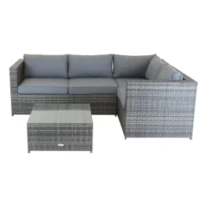 Charles Bentley Rattan Corner Sofa & Coffee Table - Grey