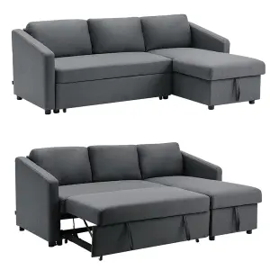 3 Seater Sofa Corner Sofa Bed with Storage Dark Grey