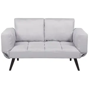 Beliani Glam Sofa Bed BREKKE Light Grey