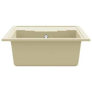 Berkfield Kitchen Sink with Overflow Hole Oval Beige Granite